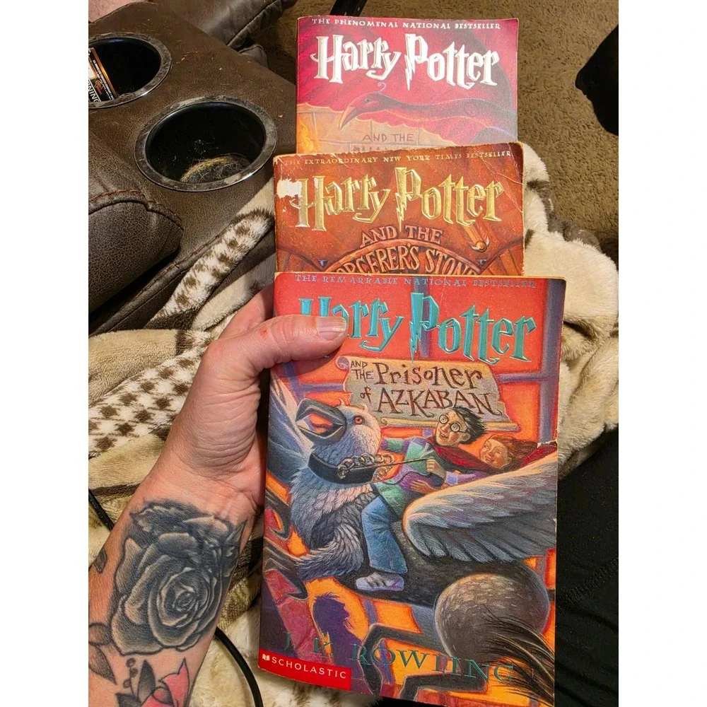 Harry Potter Books 1-3 Paperback Lot JK Rowling Scholastic Sorcerers Stone